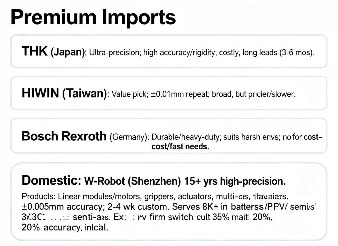 Linear Module Brand Comparison Chart